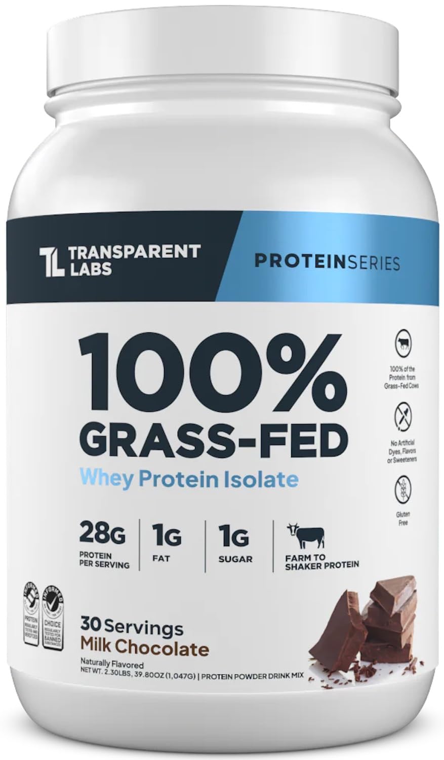 Transparent Labs Grass-Fed Whey Protein Isolate - Naturally Flavored, Gluten Free Whey Protein Powder with 28g of Protein per Serving & 9 Amino Acids - 30 Servings, Milk Chocolate Nirvana Guru