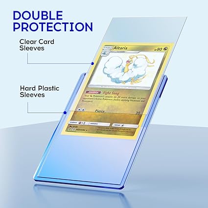 200 Pack Card Sleeves Toploaders, Hard Plastic Top Loaders, Baseball Sports Trading PKM Card Holder Protectors (100 Toploaders + 100 Sleeves) nirvanaguru