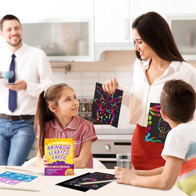 FUNNYB&G Rainbow Scratch Paper Art for Kids - 100 Pcs Magic Rainbow Scratch Paper Off Set Scratch Easter Crafts Arts Supplies Kits Pads Sheets for Party Games Halloween Christmas Birthday Gifts nirvanaguru