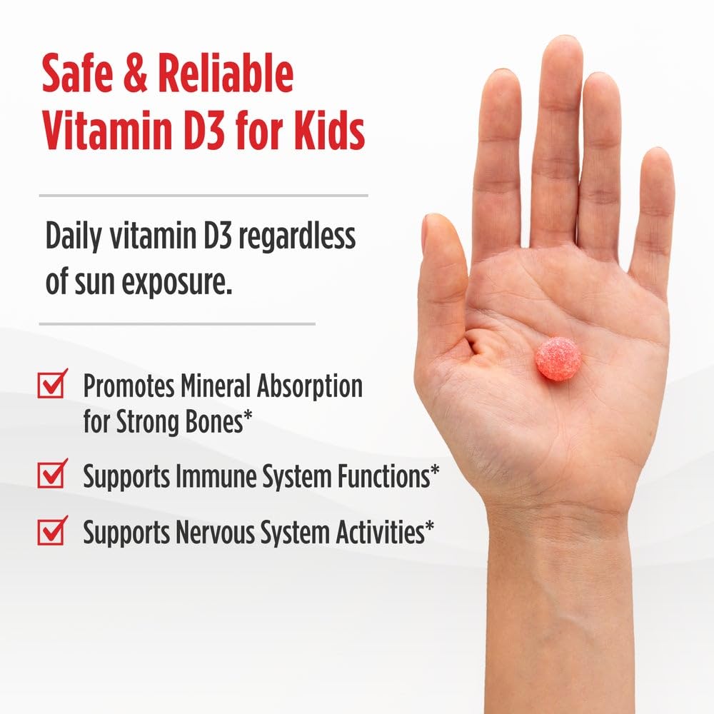 Nordic Naturals Vitamin D3 Gummies Kids, Wild Watermelon Splash - 120 Gummies - 400 IU Vitamin D3 - Bone Health, Healthy Immunity - Non-GMO, Vegetarian - 120 Servings - Nirvana Guru