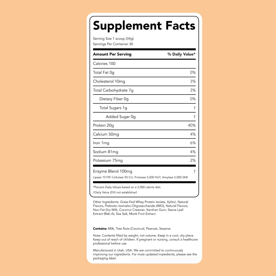 Clean Simple Eats Whey Protein Powder, Simply Vanilla Flavor Naturally Sweetened, 100% Grass Fed Protein Powder with Digestive Enzymes & No Artificial Ingredients, Gluten Free, 30 Servings