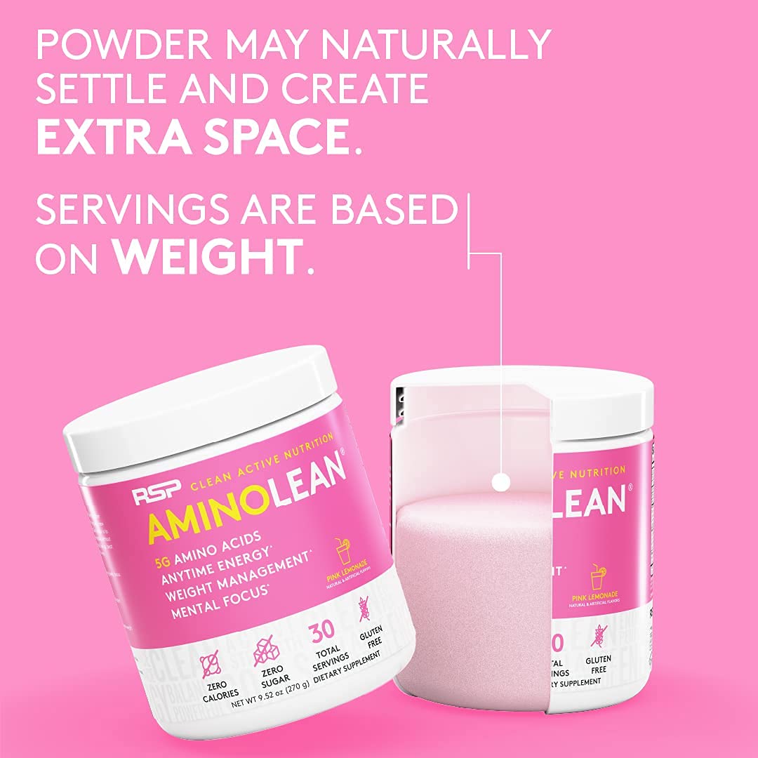 RSP NUTRITION AminoLean Pre Workout Powder, Amino Energy & Weight Management with Vegan BCAA Amino Acids, Natural Caffeine, Preworkout Boost for Men & Women, 30 Serv, Pink Lemonade… Nirvana Guru