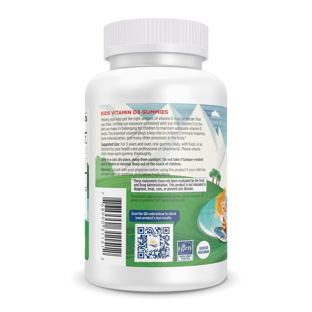 Nordic Naturals Vitamin D3 Gummies Kids, Wild Watermelon Splash - 120 Gummies - 400 IU Vitamin D3 - Bone Health, Healthy Immunity - Non-GMO, Vegetarian - 120 Servings - Nirvana Guru