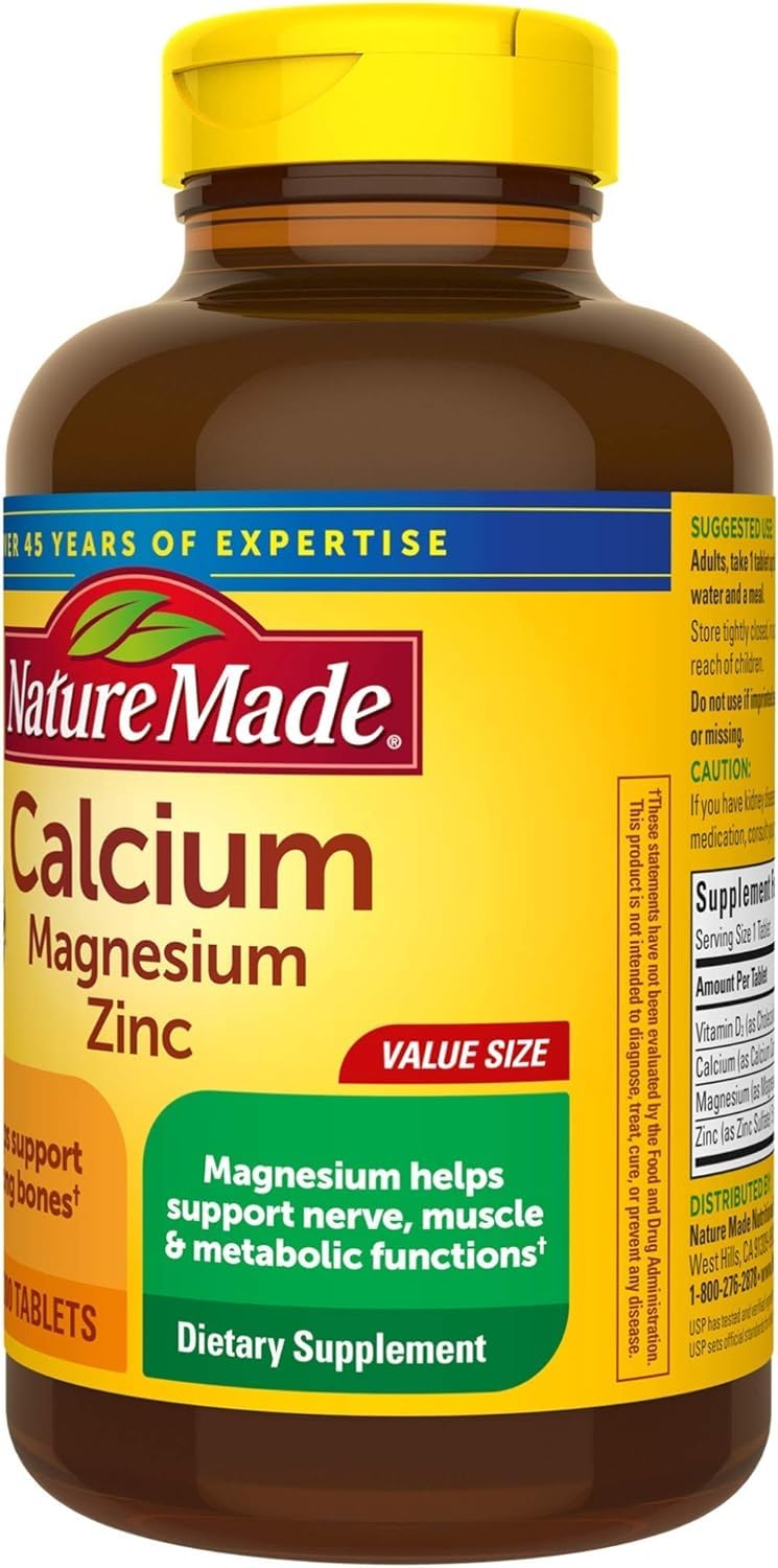 Nature Made Calcium Magnesium Zinc with Vitamin D3, Dietary Supplement for Bone Support, 300 Tablets - Nirvana Guru
