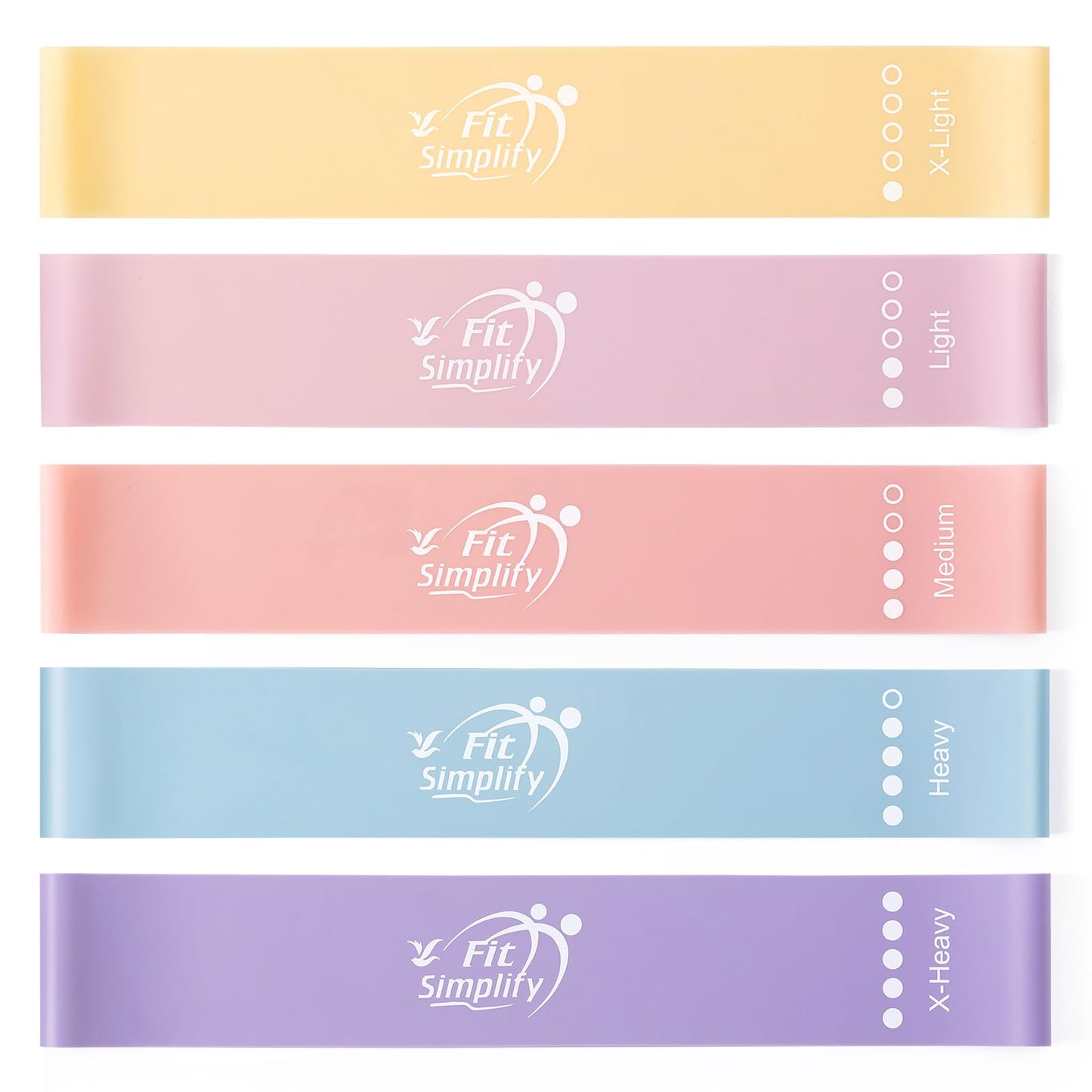 Fit Simplify Resistance Loop Exercise Bands with Instruction Guide and Carry Bag, Set of 5 Nirvana Guru