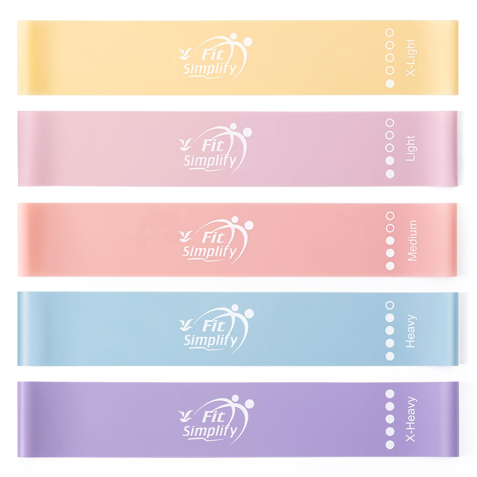 Fit Simplify Resistance Loop Exercise Bands with Instruction Guide and Carry Bag, Set of 5 Nirvana Guru