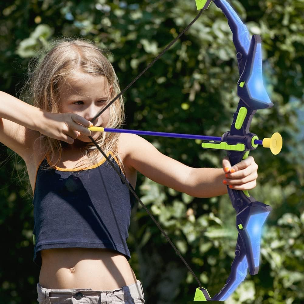 2 Pack Bow and Arrow Set for Kids, Light Up Archery Set with 14 Suction Cup Arrows, Archery Targets Outdoor Games for Kids Ages 4-8 8-12, Birthday Gifts Toys for 5 6 7 8 9 10 11 12 Year Old Boys Girls Nirvana Guru