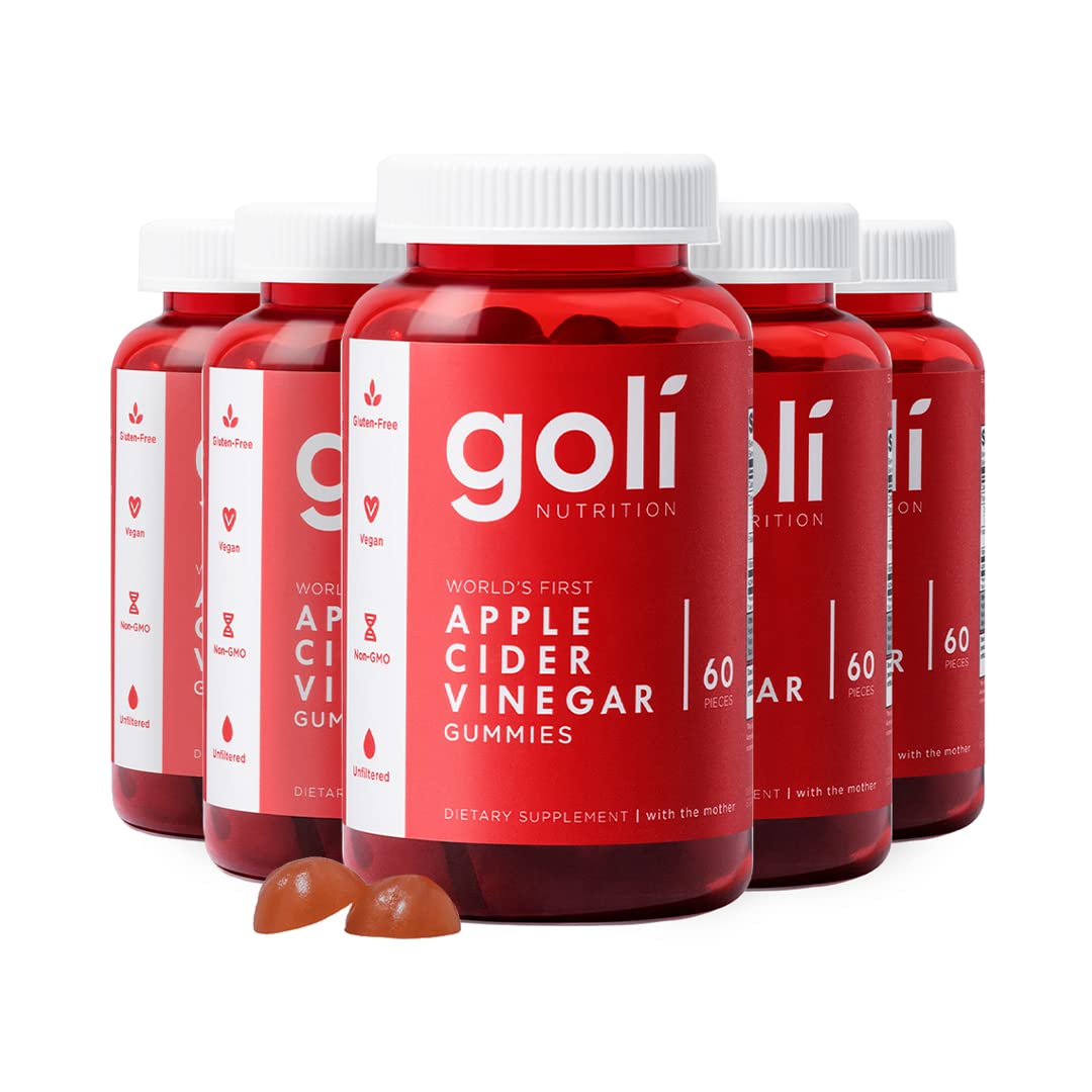 Goli Apple Cider Vinegar Gummy Vitamins - 60 Count - Vitamin B12, Gelatin-Free, Gluten-Free, Vegan & Non-GMO