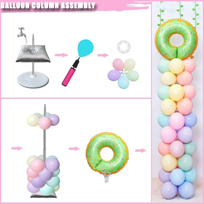 Balloon Column Stand Set of 2, Adjustable 7 Feet Ballon Arch Stands with Bases for Floor, Tall Baloon Tower Pillar Assembly Kit for Halloween, Birthday, Party Decorations nirvanaguru