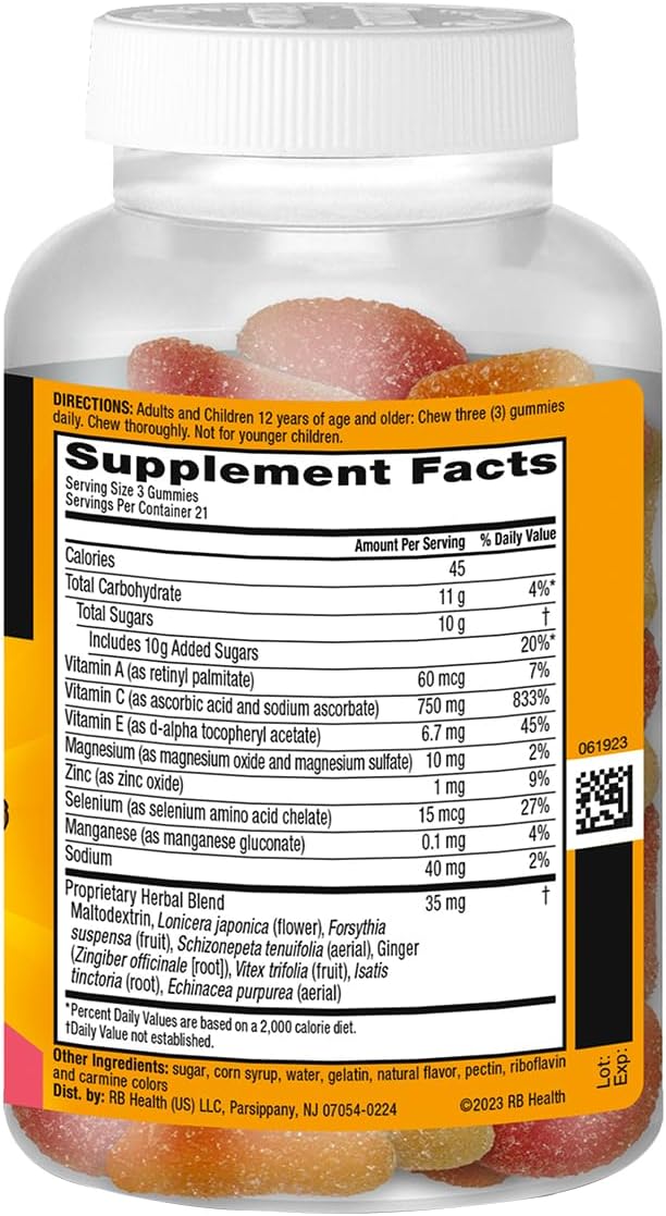 Airborne 750mg Vitamin C Immune Support Supplement Gummies for Adults, Assorted Fruit Flavor, Gluten Free Crafted Blend with Powerful Antioxidants Vitamins A C & E, 63 Gummies (3 Pack) Nirvana Guru