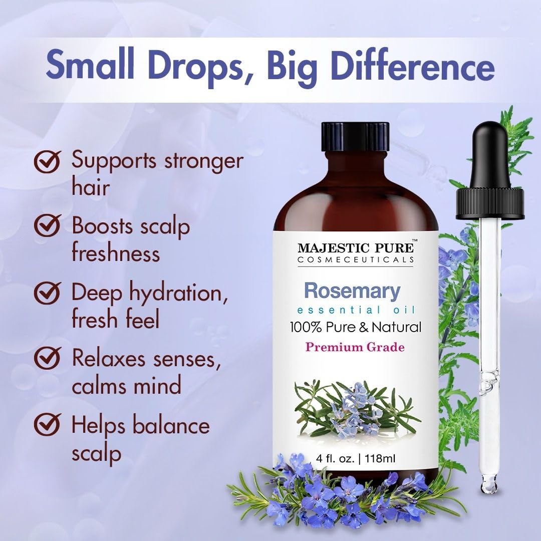 Majestic Pure Lavender Essential Oil with Glass Dropper | 100% Pure and Natural Lavender Oil | Premium Grade Essential Oils for Diffusers, Skin, Aromatherapy, Massage | 4 Fl Oz - Nirvana Guru