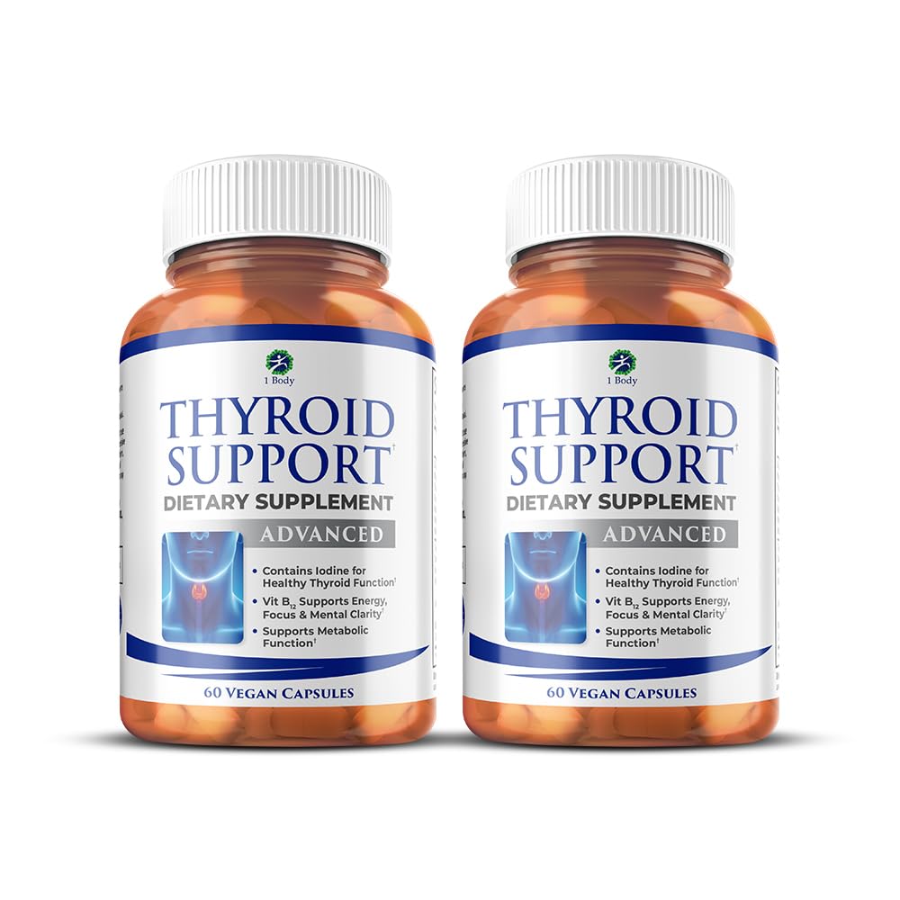 1 Body Thyroid Support Supplement with Iodine, B12, Zinc, Selenium, Ashwagandha, Non-GMO, Vegetarian, 30 Day Supply Nirvana Guru