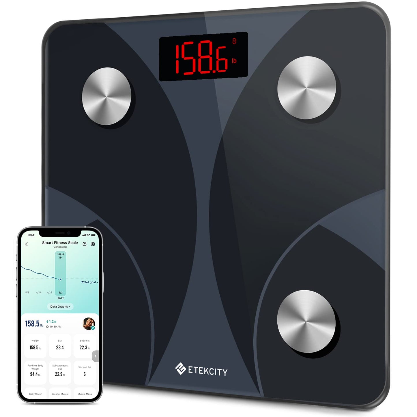 Etekcity Smart Scale for Body Weight FSA HSA Store Eligible, Bathroom Digital Weighing Scale with BMI, Body Fat, Muscle Mass, Accurate Bluetooth Home User Health Equipment Sync Apps Nirvana Guru