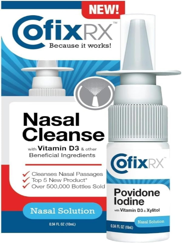 Nasal Cleanse Solution Spray, Povidone Iodine with Vitamin D3 & Xylitol, Cleans Nasopharynx, Cold and Allergy Relief, Laboratory Tested Patented Formula, Fast Acting and Long Lasting Nirvana Guru
