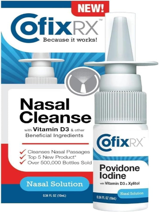 Nasal Cleanse Solution Spray, Povidone Iodine with Vitamin D3 & Xylitol, Cleans Nasopharynx, Cold and Allergy Relief, Laboratory Tested Patented Formula, Fast Acting and Long Lasting Nirvana Guru