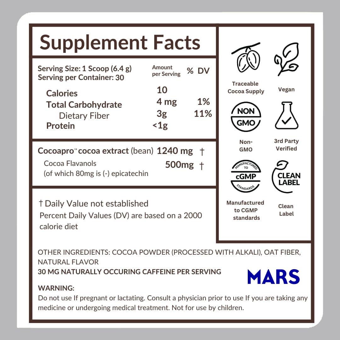 CocoaVia Cardio Health Cocoa Powder, 30 Servings, 500mg Cocoa Flavanols, Support Heart Health, Boost Nitric Oxide, Improve Circulation, Energy, Preworkout, Vegan, Dark Chocolate Cacao Nirvana Guru