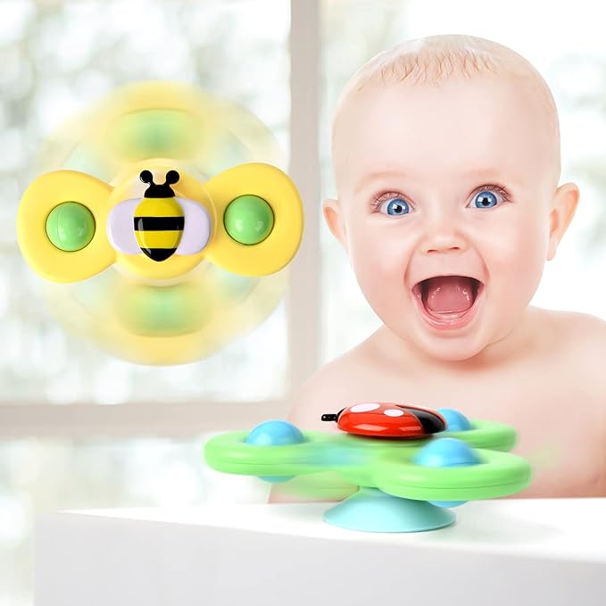 3PCS Suction Cup Spinner Toys for 1 2 Year Old Boys Spinning Toys Baby Toys 12-18 Months Sensory Toys for Toddlers 1-3 Easter Basket Stuffers Gifts for 1 Year Old Girls nirvanaguru
