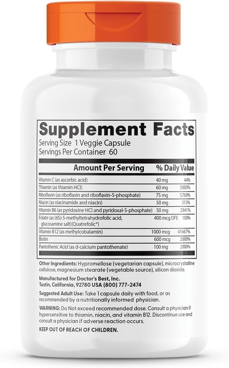Doctor's Best Fully Active B Complex, Energy & Cellular Support, Non-GMO, Gluten Free, Soy Free, Vegan 60 Veggie Caps - Nirvana Guru