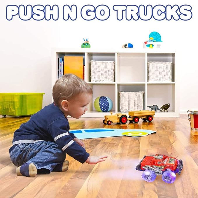 Light-Up Monster Truck Toys (2-Pack) – Push-&-Go Cars with Glowing Wheels – Birthday Gift for Toddlers, Boys & Girls Ages 3+ – Durable Friction-Powered Trucks – Batteries Included nirvanaguru