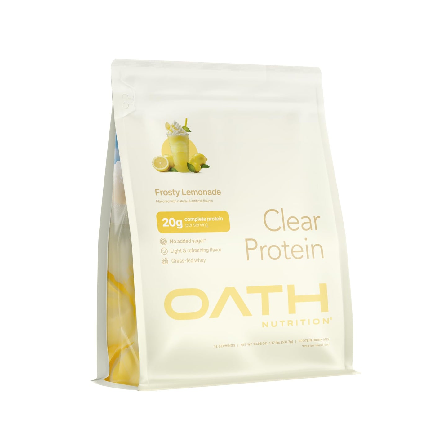Clear Whey Isolate Protein Powder, Frosty Lemonade, 20g Complete Protein per Serving, No Added Sugar, Grass-Fed, 21 Servings Nirvana Guru