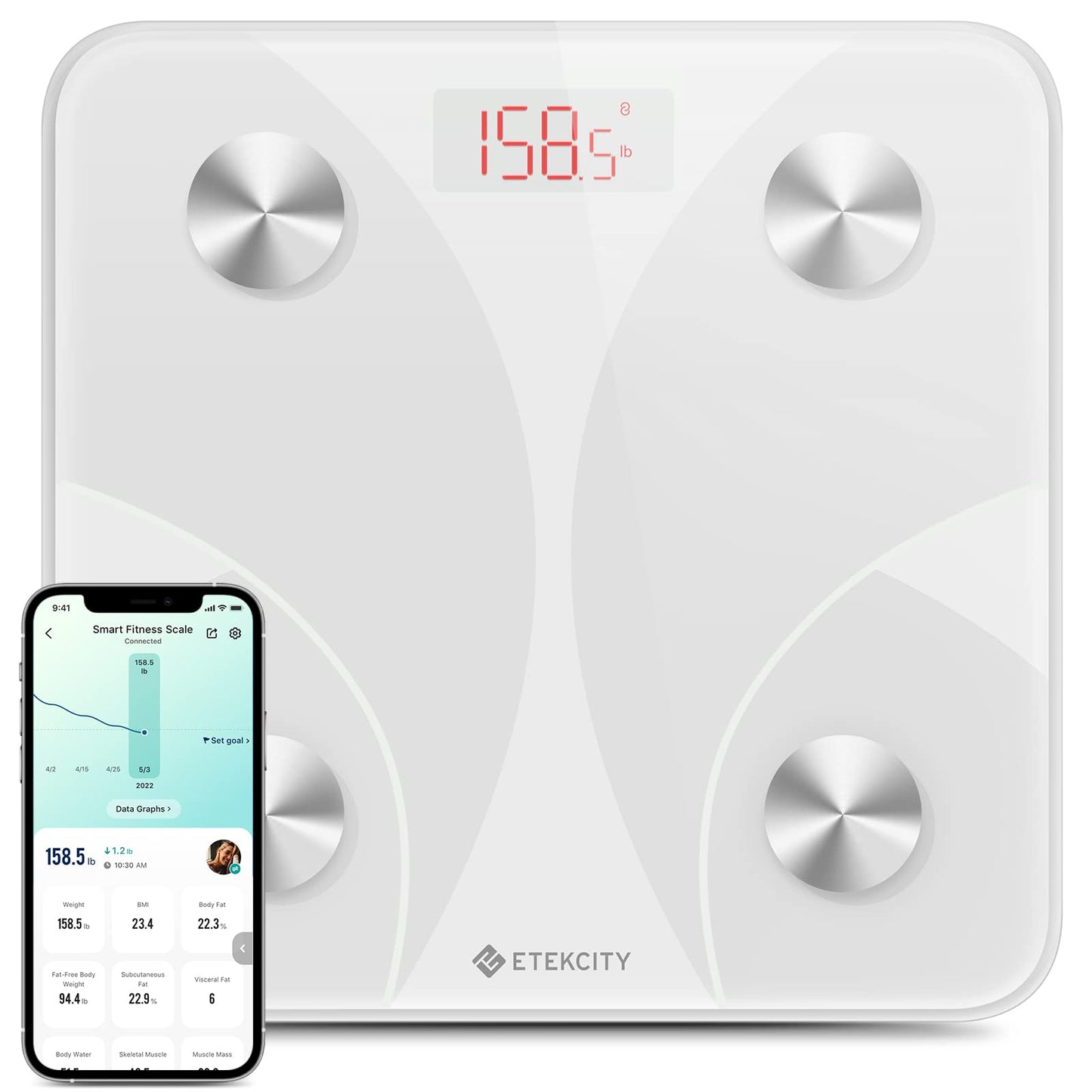 Etekcity Smart Scale for Body Weight FSA HSA Store Eligible, Bathroom Digital Weighing Scale with BMI, Body Fat, Muscle Mass, Accurate Bluetooth Home User Health Equipment Sync Apps Nirvana Guru