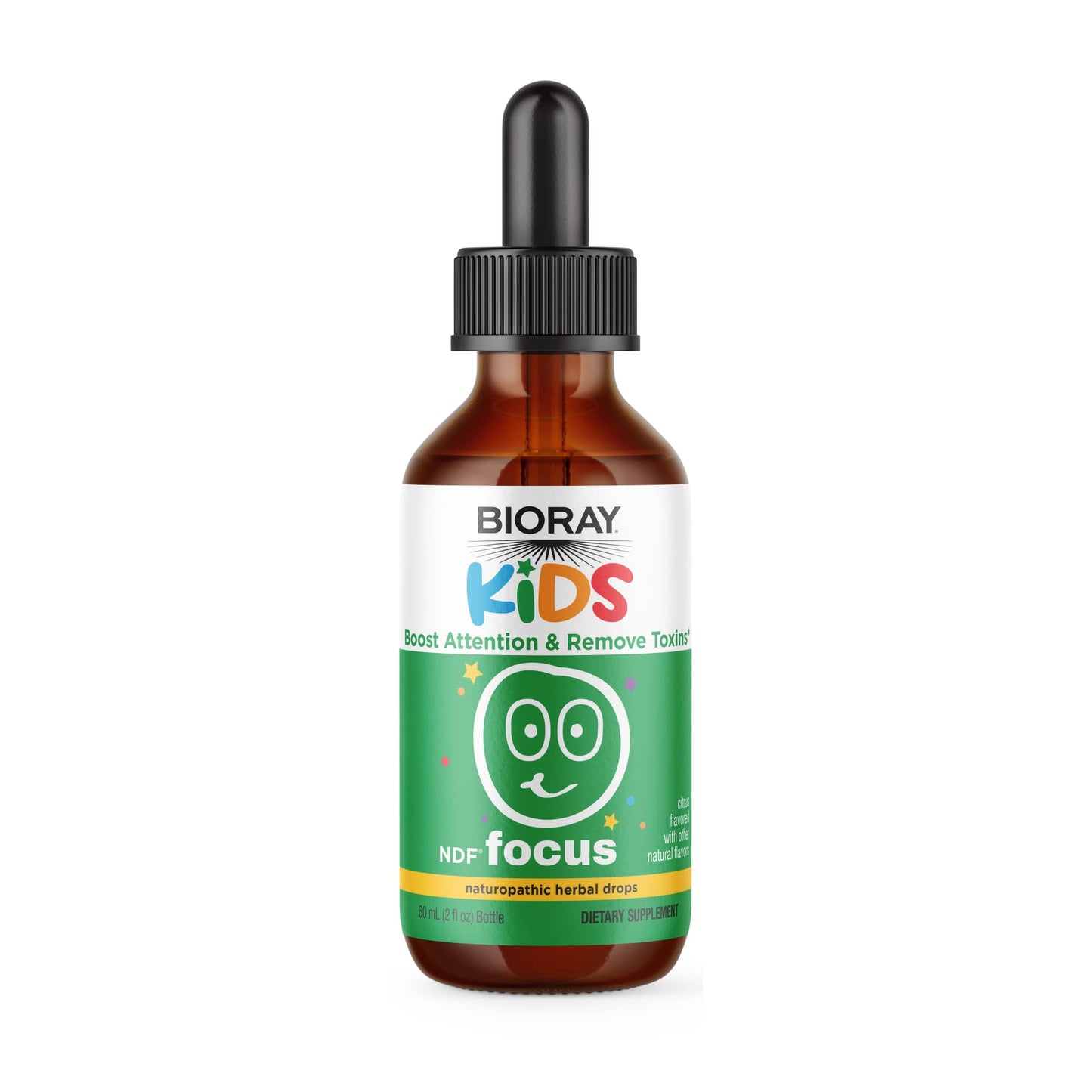 BIORAY Kids NDF Focus, Citrus - 2 fl oz - Supports Cognitive Function, Enhances Clarity & Promotes Steady Energy Levels - Non-GMO, Vegetarian, Gluten Free - 1-2 Month Supply Nirvana Guru