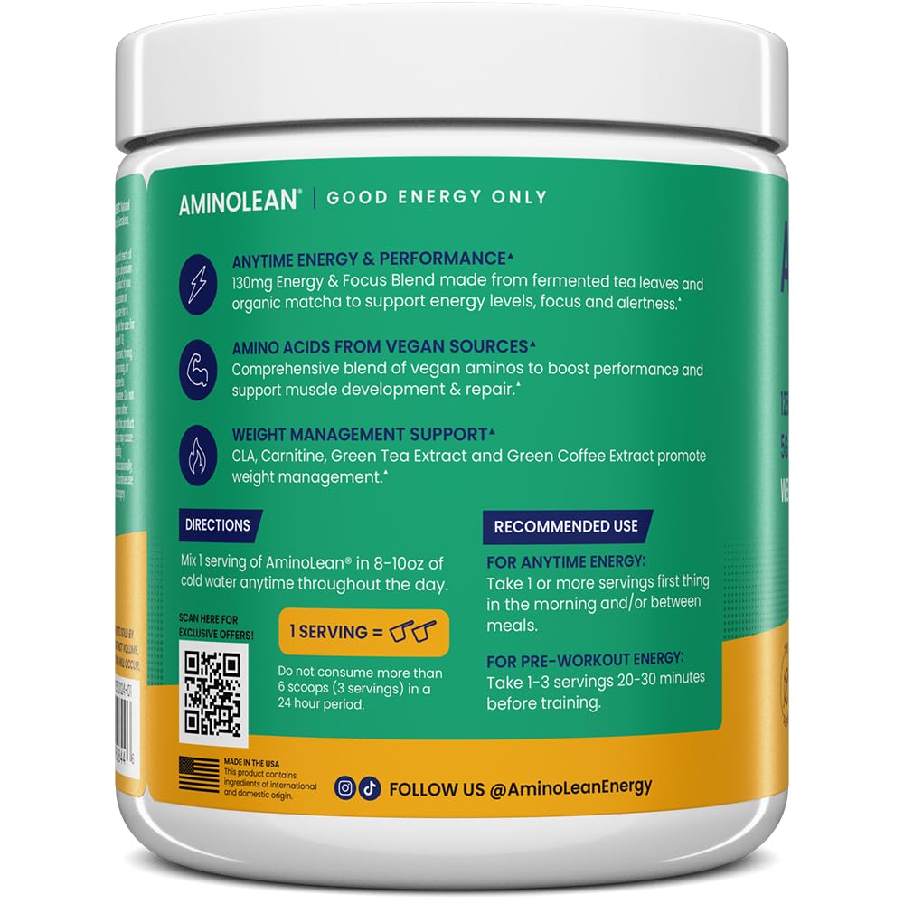 RSP NUTRITION AminoLean Pre Workout Powder, Amino Energy & Weight Management with Vegan BCAA Amino Acids, Natural Caffeine, Preworkout Boost for Men & Women, 30 Serv, Pink Lemonade… Nirvana Guru