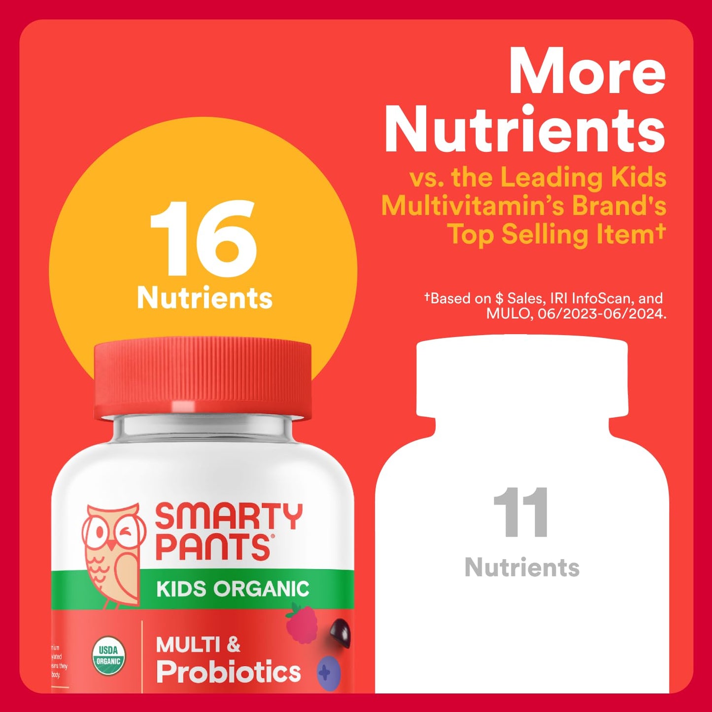 SmartyPants Organic Kids Multivitamin Gummies: Probiotics, Omega 3 (ALA), Vitamin D3, C, Vitamin B12, B6, A, K & Zinc for Immune Support, Biotin, Three Fruit Flavors, 120 Count (30 Day Supply) Nirvana Guru