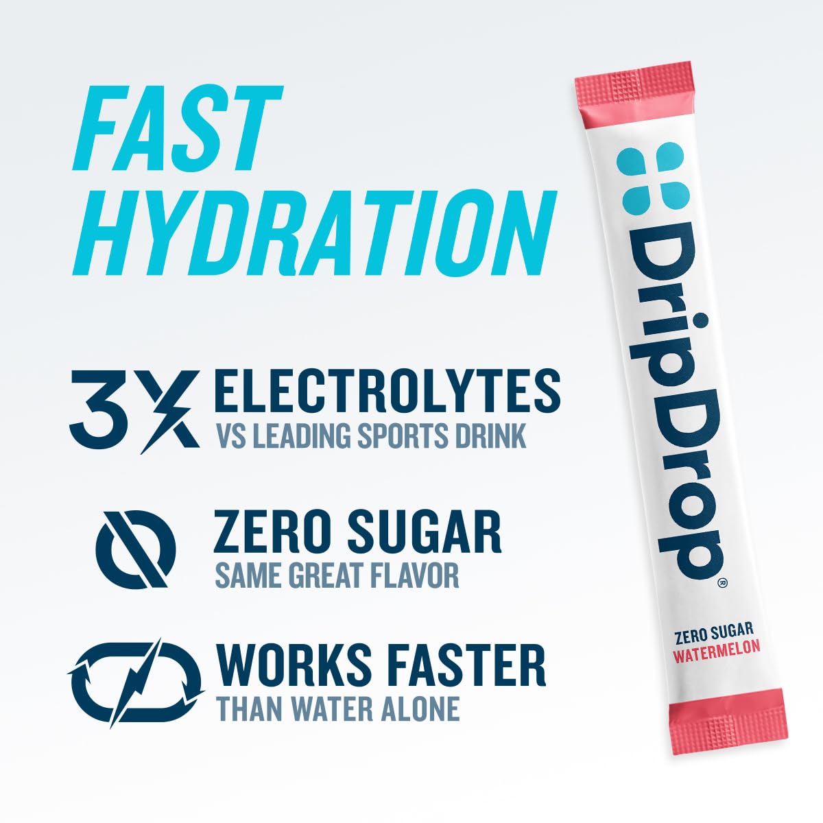 DripDrop Sugar Free Hydration Packets - Zero Classic Variety Pack - Single Serve Electrolytes Powder Drink Mix - Lemon Lime, Watermelon, Peach, Passion Fruit - Non-GMO, Gluten Free, Vegan - 32 Sticks