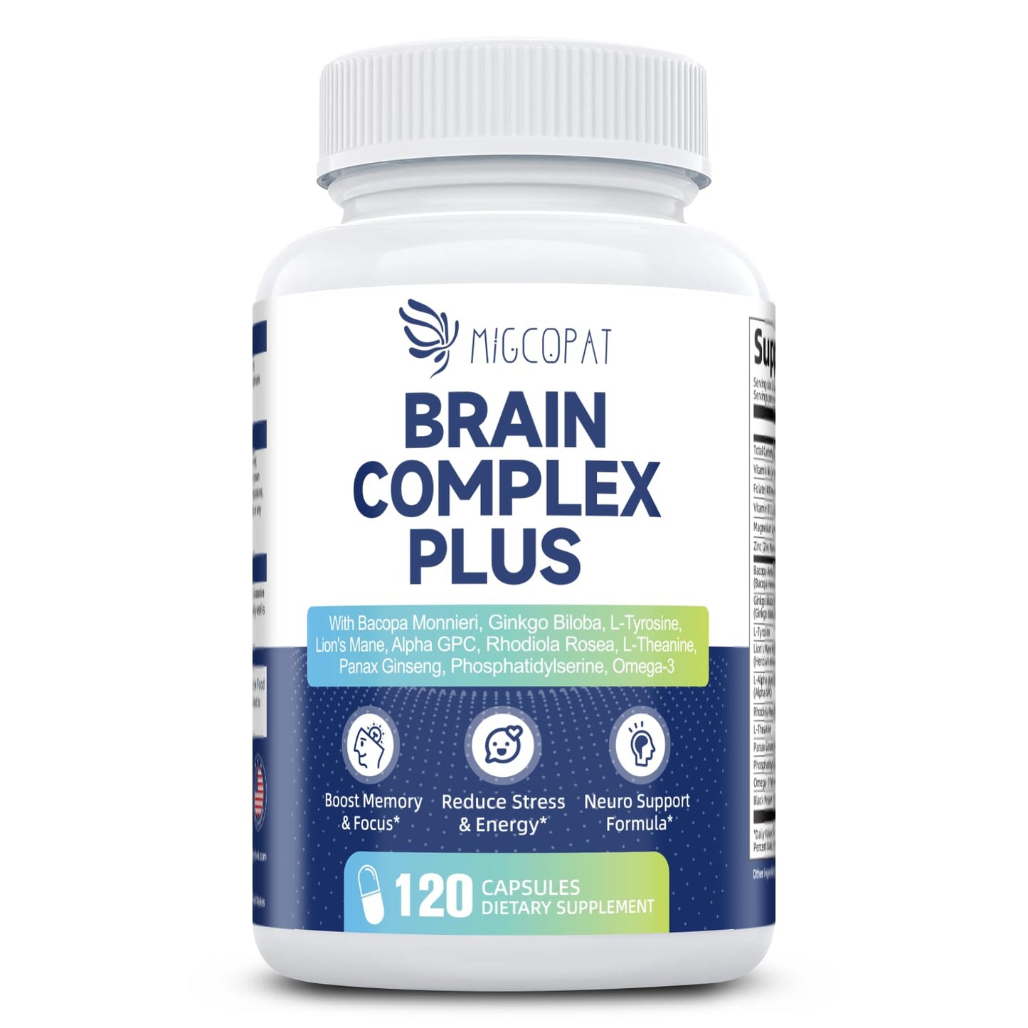 Brain Supplements for Memory & Focus - Nootropic with Bacopa Monnieri, Lion's Mane, Alpha GPC, Phosphatidylserine | Supports Mental Clarity & Cognitive Function | Vitamin B6 & B12-120 Capsules - Nirvana Guru