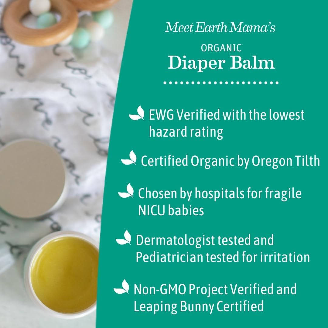 Earth Mama Organic Diaper Balm 2-Ounce | Diaper Cream for Baby | EWG Verified, Petroleum & Artificial Fragrance-Free with Calendula for Sensitive Skin (2-Pack) Nirvana Guru