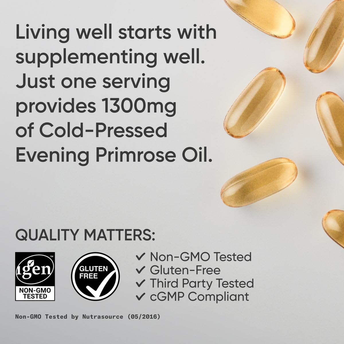 Sports Research Evening Primrose Oil (1300mg) Cold-Pressed with No fillers or Artificial Ingredients, Non-GMO Tested - Gluten and Soy Free (120 Liquid Softgels) - Nirvana Guru