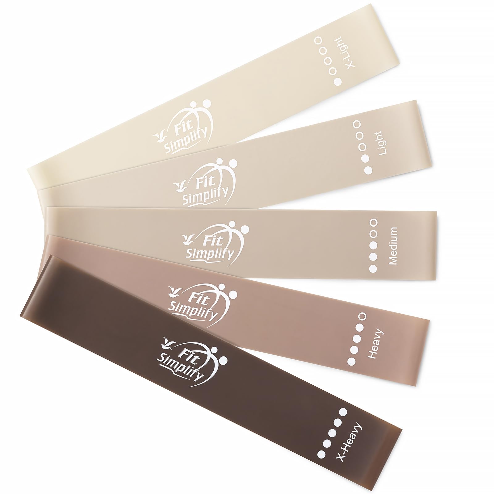 Fit Simplify Resistance Loop Exercise Bands with Instruction Guide and Carry Bag, Set of 5 Nirvana Guru