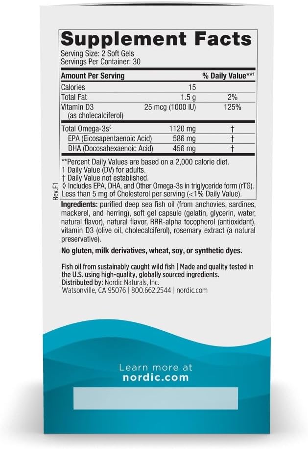 Nordic Naturals Ultimate Omega 2X Mini D3, Lemon Flavor - 60 Mini Soft Gels - 1120 mg Omega-3 + 1000 IU Vitamin D3 - EPA & DHA - Promotes Brain & Heart Health - 30 Servings - Nirvana Guru