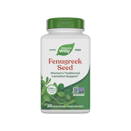 Nature's Way Fenugreek Seed Supplement, Fenugreek for Traditional Breastfeeding Lactation Support*, Non-GMO Project Verified, Vegan, 100 Capsules (Packaging May Vary) Nirvana Guru