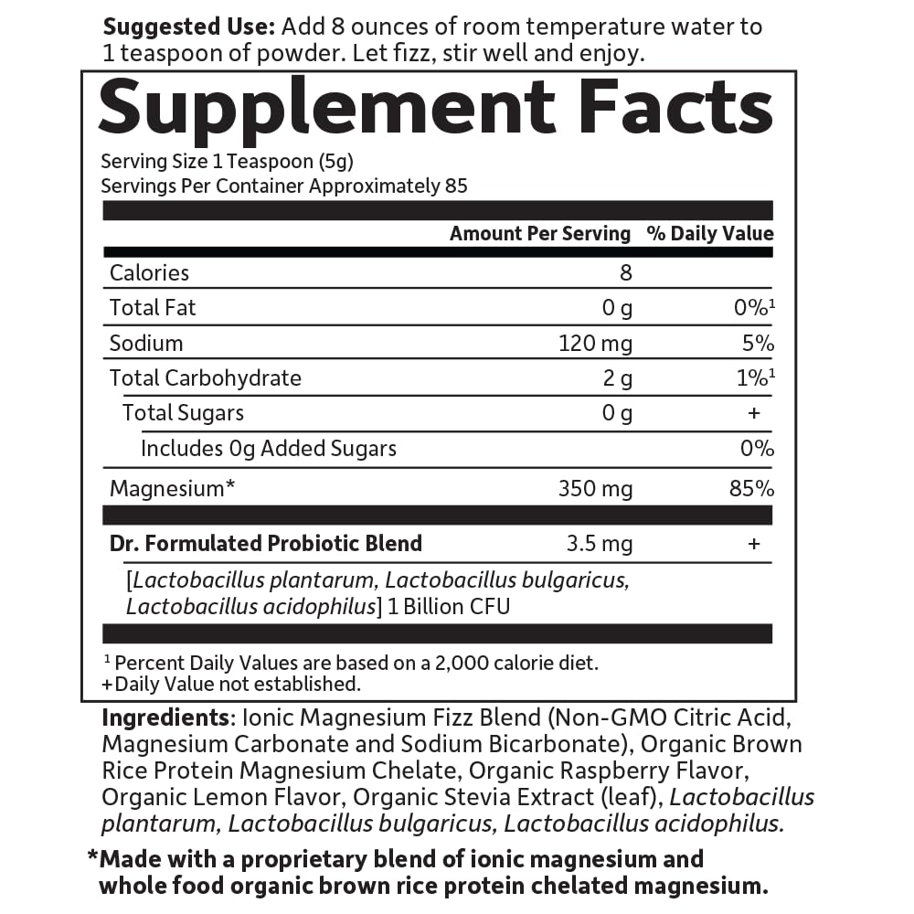 Garden of Life Whole Food Magnesium Powder, 421.5g - Raspberry Lemon, Vegan, Gluten & Sugar Free - Nirvana Guru