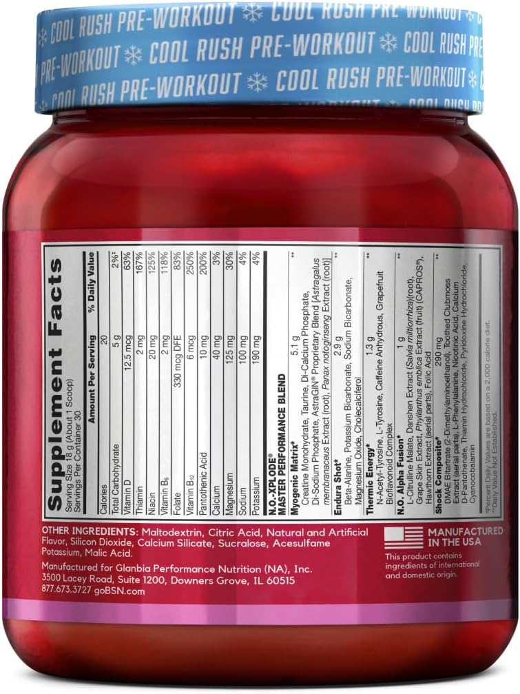 BSN N.O.-XPLODE Pre Workout Powder, Energy Supplement for Men and Women with Creatine and Beta-Alanine, Flavor: Fruit Punch, 30 Servings Nirvana Guru