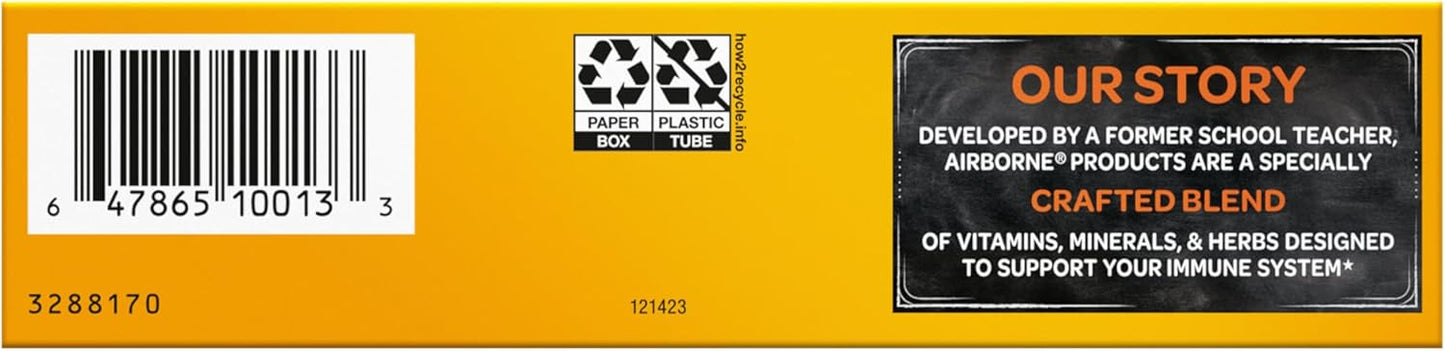 Airborne 1000mg Vitamin C + Zinc Sugar Free Multivitamin Immune Support Effervescent Fizzy Drink Tablets, Zesty Orange Flavor with Powerful Antioxidants Vitamins A C & E, 30 Tablets (3 Pack) Nirvana Guru