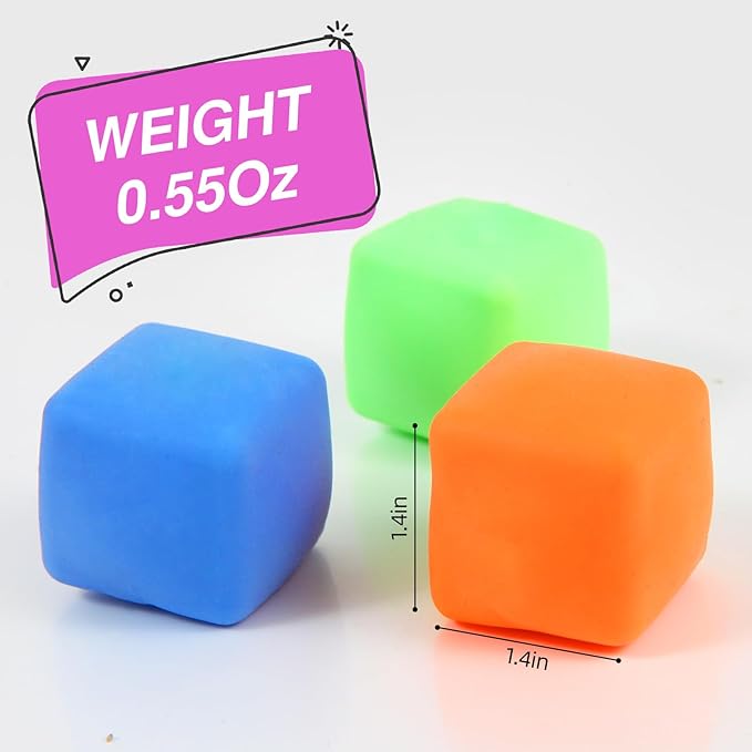 24 Pack Slow Rising Stress Cube , Dough Stress Balls Soft Fidget Squishy Toys for Anxiety Relief, Pull Stretch Classroom Prize Party Favors Toys for Kids nirvanaguru