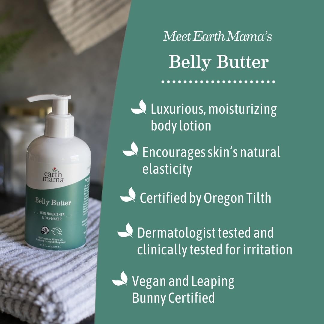 Earth Mama Belly Butter, Maternity Moisturizer for Dry Skin | Lotion for Pregnancy and Postpartum Recovery Self Care, Body Cream with Aloe, Fragrance Free, 8-Fluid Ounce Nirvana Guru