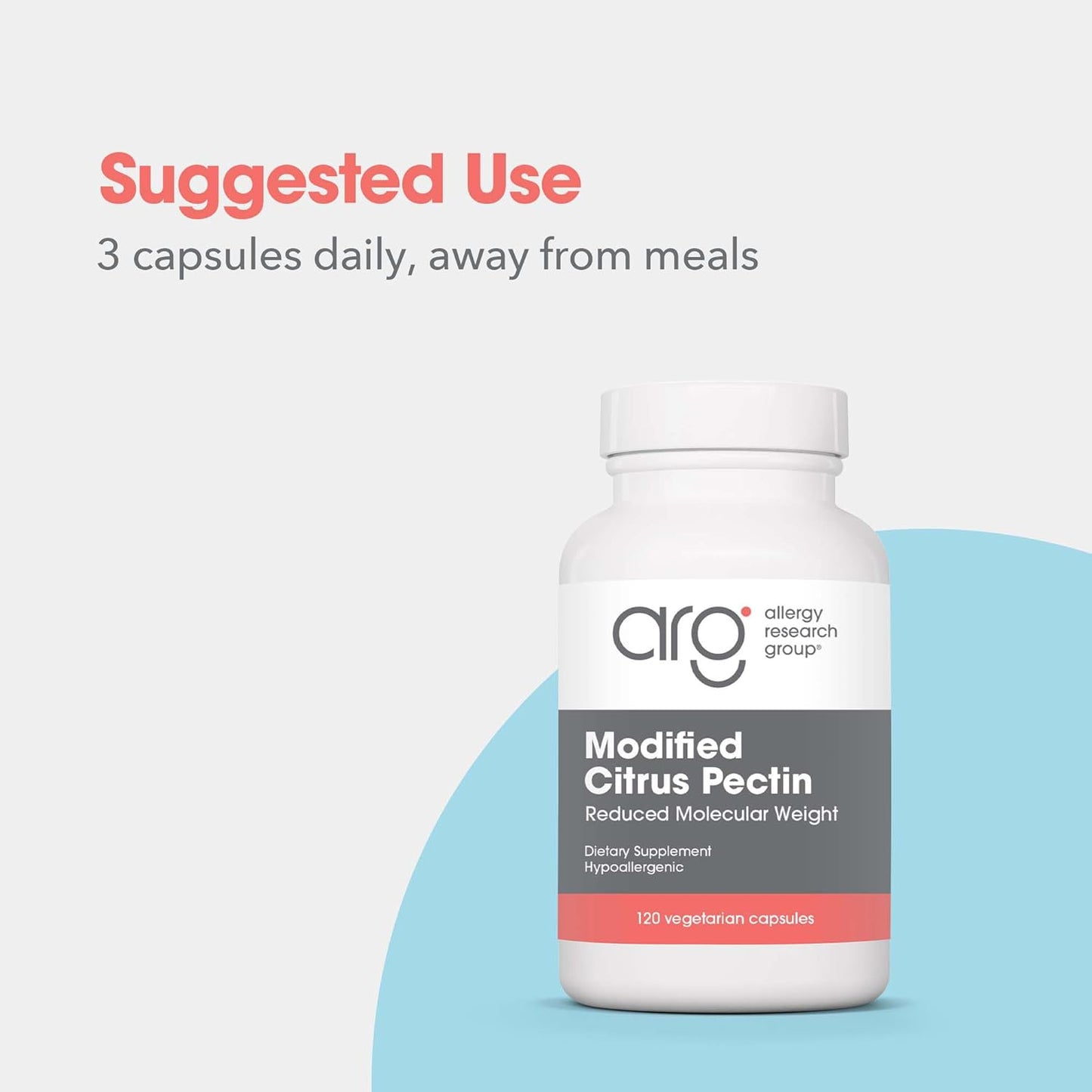 Allergy Research Group Modified Citrus Pectin - Dietary Supplement for Natural Detox and Cleanse, Citrus Pectin Powder Capsules with Reduced Molecular Weight - 120 Vegetarian Capsules Nirvana Guru
