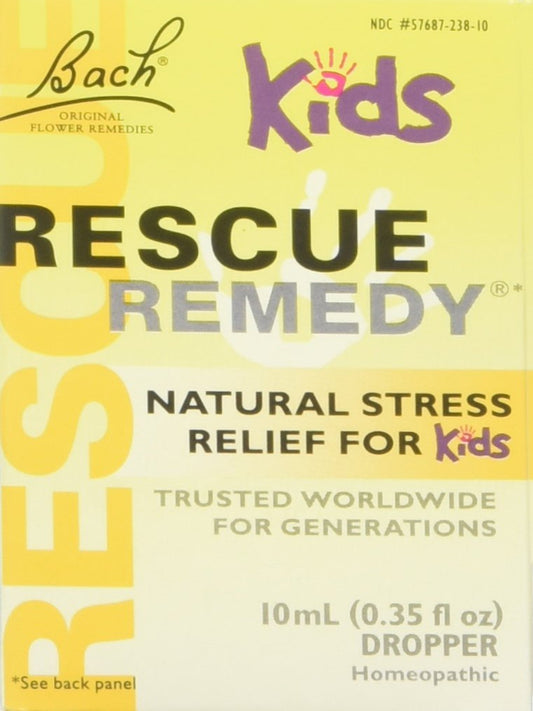 Bach RESCUE REMEDY KIDS Dropper 10mL, Natural Stress Relief, Homeopathic Flower Essence, Vegan, Gluten & Sugar-Free, Kid-friendly, Non-alcohol Formula - Nirvana Guru