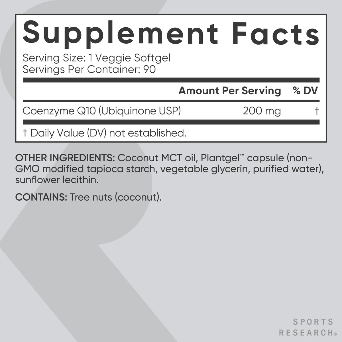 Sports Research CoQ10 200mg Capsules - Premium Coenzyme 10 Supplement with Coconut MCT Oil - Vegan Certified, Non-GMO Verified & Gluten Free - 90 Veggie Softgels - Nirvana Guru