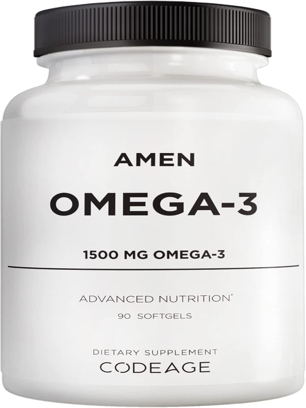 Amen Omega-3 Supplement - 1500mg High-Potency Daily Omega 3 - EPA and DHA Fatty Acids Fish Oil - 45-Day Supply - Fatty Acid Supplements - Fish Oil Pills - Non-GMO - 90 Soft Gels Capsules Nirvana Guru