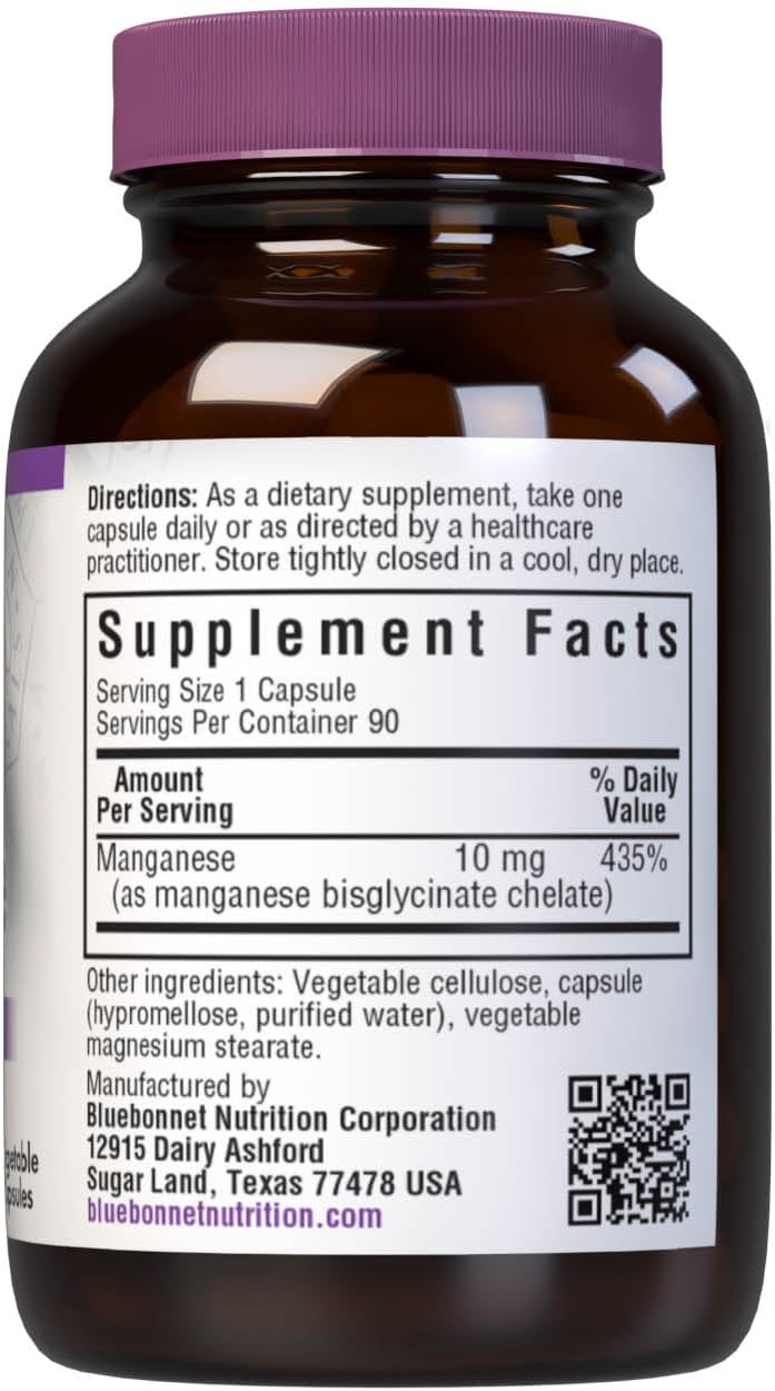 BlueBonnet Nutrition Albion Chelated Manganese, Amino Acid Chelate, Soy, Dairy & Gluten-Free, Non-GMO, Kosher Certified, Vegan, 90 Count - Nirvana Guru