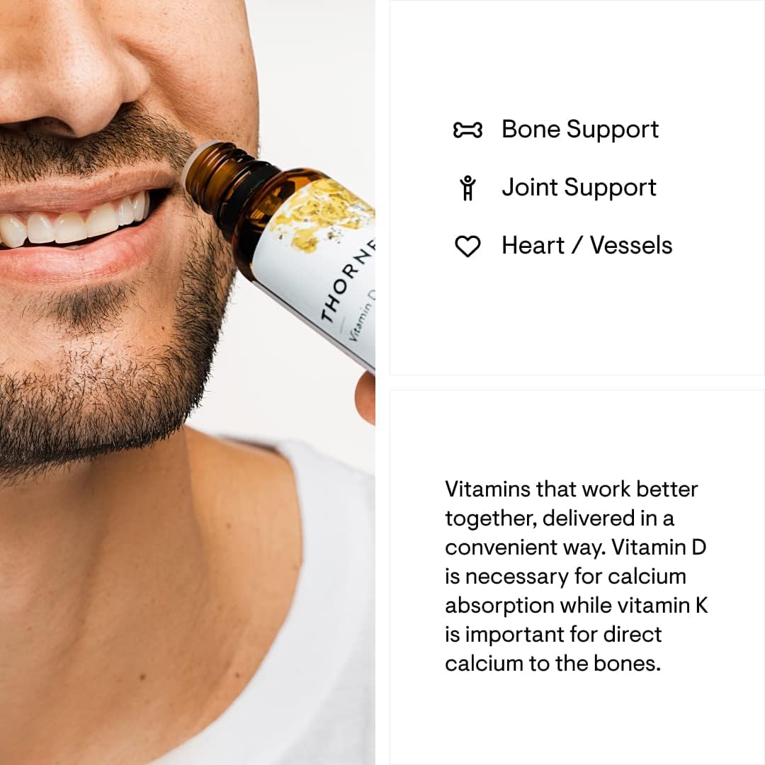 THORNE Vitamin D + K2 Liquid with a metered Dispenser - Vitamins D3 and K2 to Support Healthy Bones and Muscles* - 1 Fl Oz (30 ml) - 600 Servings - Nirvana Guru