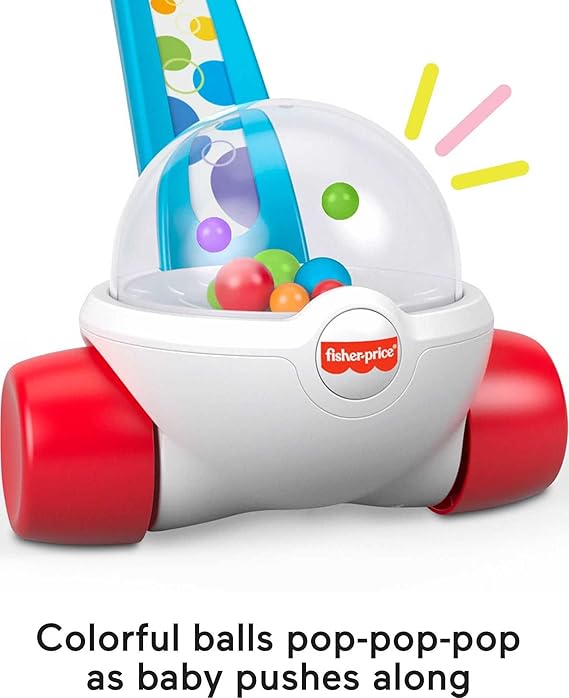Fisher-Price Baby & Toddler Toy Corn Popper Blue Push-Along with Ball-Popping Action for Infants Ages 1+ Years, 2-Piece Assembly nirvanaguru