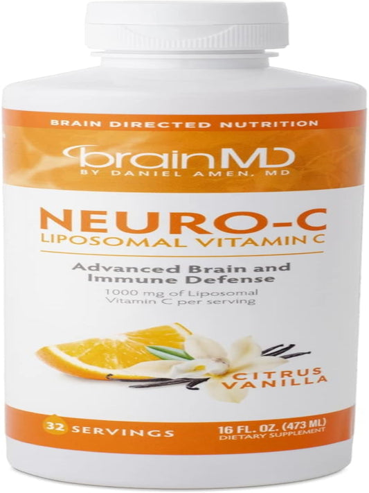 BRAINMD by Dr Amen Neuro-C, Citrus Vanilla - 16 fl oz - 1000 mg Liposomal Vitamin C - Advanced Brain & Immune Defense - Gluten Free - 32 Servings Nirvana Guru