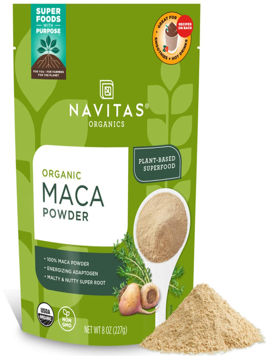Navitas Organics Maca Powder – 100% Gelatinized Peruvian Maca for Adaptogen Smoothies, Lattes, Baking & More – Energize & Balance - USDA Organic, Non GMO, Vegan, Gluten Free (4oz. Bag, 23 Servings)