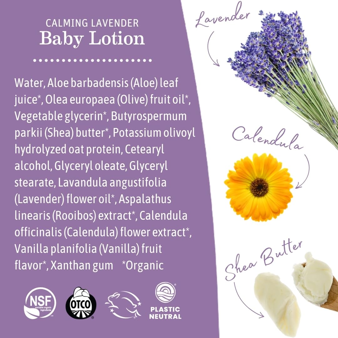 Earth Mama Calming Lavender Baby Lotion for Dry Skin, Calendula Cream for Newborn Skin Care, Organic Moisturizer for Children with Aloe Juice, Rooibos, & Shea Butter, Lavender Lotion, 8 Fl Oz Nirvana Guru